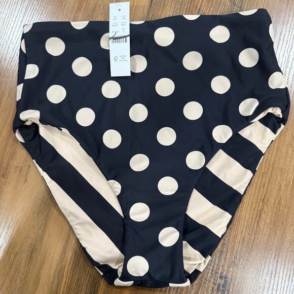 J.Crew Hallie Reversible bikini bottom dot & stripe print High Rise Casual S - Picture 2 of 6